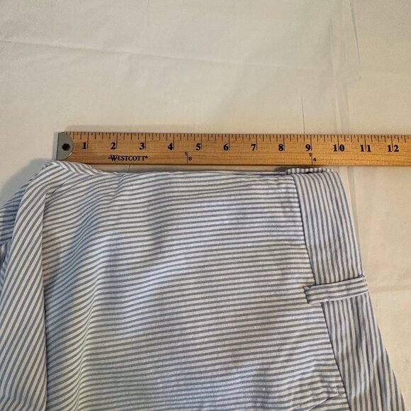Lands End Mid Rise Blue & White Striped Straight Leg Cropped Pants Women's 8P - Picture 7 of 8